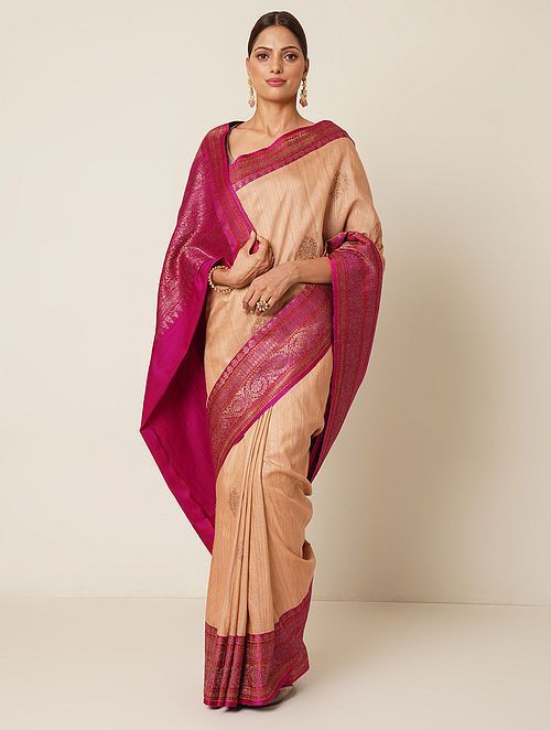 Black Tussar Silk Banarasi Saree